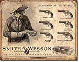 Smith and Wesson Revolvers Standard of the World Distressed Retro Vintage Tin Sign