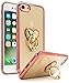 Bastex iPhone 7 Case, Ultra Thin Clear Luxury TPU Rose Gold Bumper Case Cover with Attachable Heart Diamond Ring Holder for Apple iPhone 7