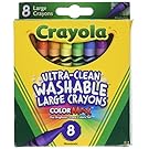 Crayola Washable Crayons, Large, 8 Colors - 2 Packs