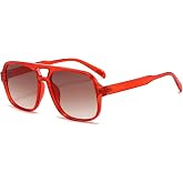 Breaksun Retro Aviator Sunglasses for Women Men Trendy Classic 70s Square Green Aviator Sun Glasses Vintage Shades
