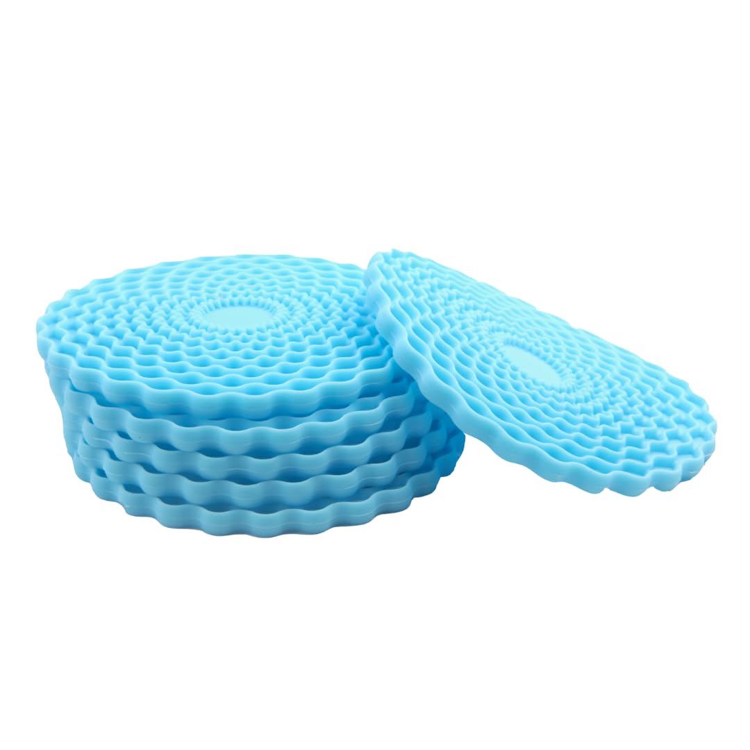 Blue Drinks Coasters Set of 6 by Stone & Thyme. Non Slip, Heatproof & Easy to Clean. Colourful Decorative Home Accessories That Protect All Surfaces.