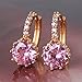 GULICX Yellow Gold Tone Pink Girls' Earrings Hoops Huggies Round Cubic Zirconia