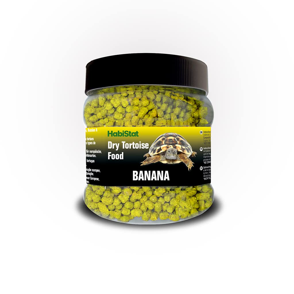 HabiStat - Dry Tortoise Food - Banana - 200g - High In Fibre, Vitamins & Minerals - Complementary Feed - Suitable For European, Russian & Most Other Tortoises