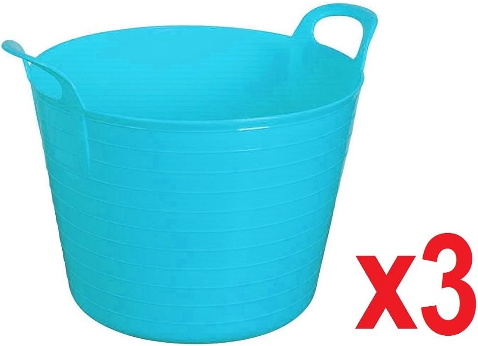 Easy Shopping 3 x 26 Litre Flexi Tub Garden Home Flexible Colour Rubber Storage Container Bucket
