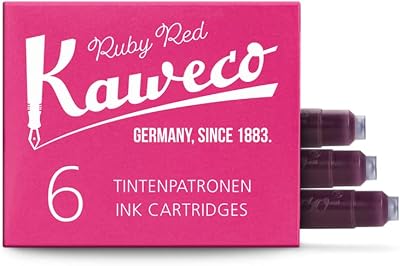 Kaweco Ruby Red Fountain Pen Ink Cartridges Pack of 6 1ml Short Standard