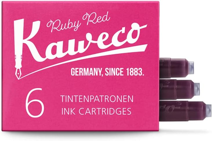Kaweco Ruby Red Fountain Pen Ink Cartridges Pack of 6 1ml Short Standard