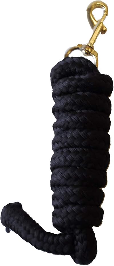 Rhinegold Luxe Lead Rope Black Polypropylene Soft Padded with Brass Trigger Clip