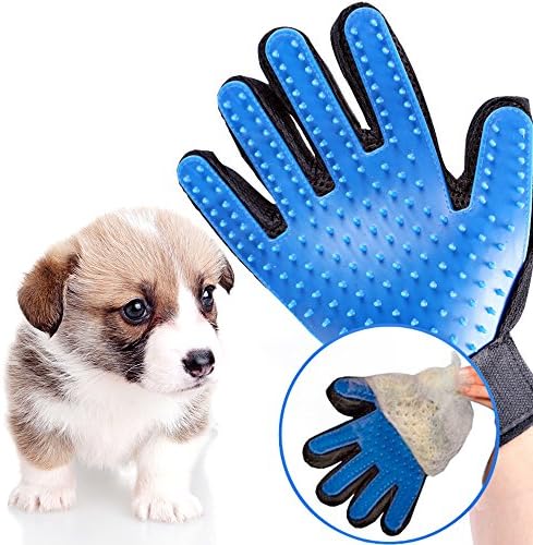 Pet Grooming Glove Perfect for Dogs Cats Horses Rabbits Small Animals with Short and Long Fur Mitt Massage Tool Deshedding Rake Comb 5 Finger Design Efficient Hair Removal Tool