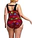 Women Floral Print Swimsuit High Waist Padded Bra Bikini Monokini Plus Size-Red 3XL
