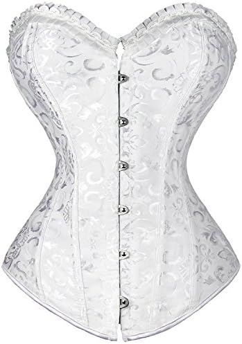Plus Size White Steel Boned Corsets Bustiers Waist Trainer Cincher for Women