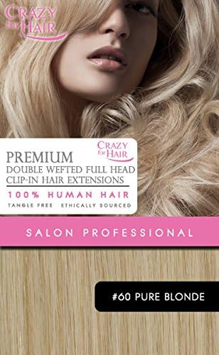 14" Premium Double Wefted Clip-in Remy Human Hair Extensions Pure Blonde (60)
