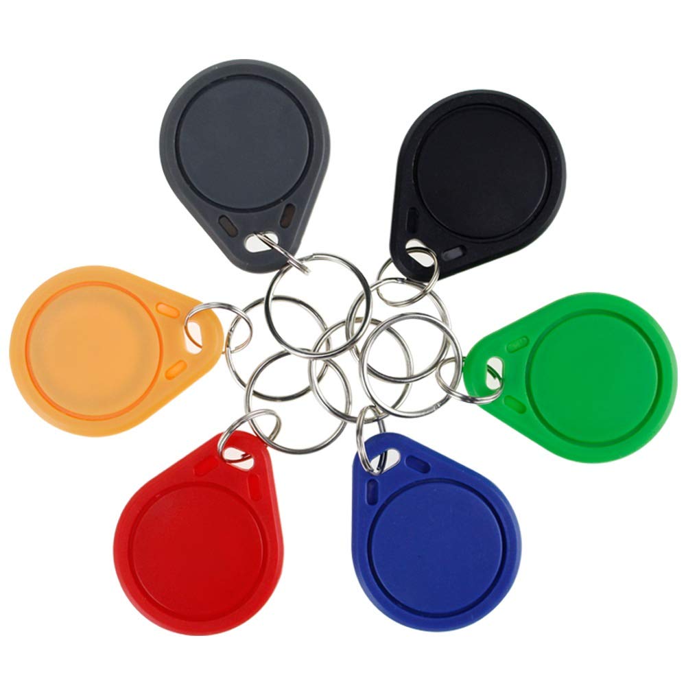 LIBO RFID Keychains NFC Smart Key Tag Card RFID Access Control Keyfobs Proximity 13.56 MHz MF Classic 1k IC S50 Token Read Only (Pack of 10, Mix Color)