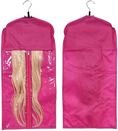 Hair Extensions Carrier Storage Non-woven Suit Case Bag & Wooden Hanger(Rose Red)