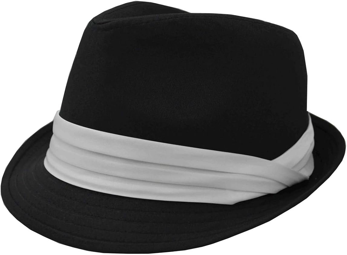 white fedora hat with black band