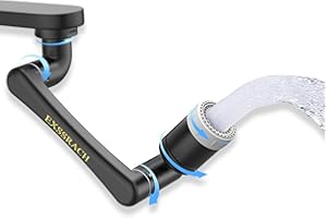 EXSSRACH Faucet Extender, 1​440° Rotating Faucet Extender for Kitchen Sink, 2 Modes Universal Flexible 1080°+360° Swivel Faucet Extender for Bathroom Sink, Black