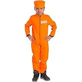 Dress Up America Kids Prisoner Costume - Inmate Costume - Orange Jumpsuit & Hat for Boys and Girls