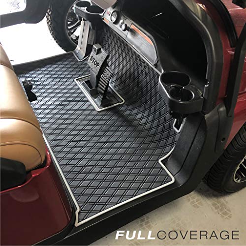 Xtreme Mats Full Coverage Golf Cart Floor Liner Mat - Fits ClubCar Models Precedent (2004-2019) / Onward & Tempo (2017-2019) - Black w/Grey Trim