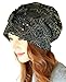 TAGOWELL Women Lace Flower Slouchy Beanie Hat Chemo Cancer Alopecia Turban Cap Black