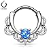 XPIRCN Lacey Single Opal 16G Septum Clicker Ring Titanium Shaft Blue,White,or Purple Synthetic Opal