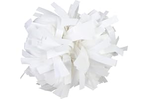 ICOBUTY Metallic Cheerleader Cheerleading Pom Poms 6 inch 1 Pair 2 Pieces (White)