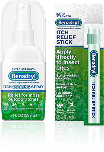 Benadryl Extra Strength Cooling Anti-Itch Spray 2 fl. Oz and Benadryl Extra Strength Itch Relief Stick 0.47 fl. oz, Both with Diphenhydramine 1 ea (Best Mosquito Anti Itch Cream)