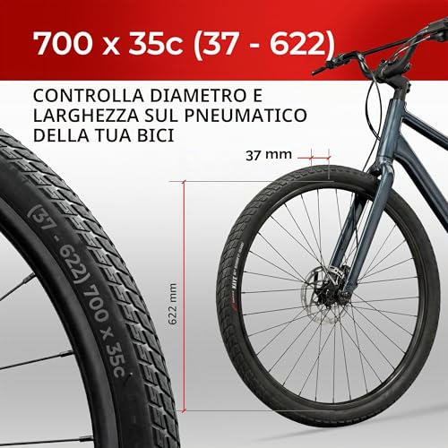 Fincci Gravel Copertoni Bici 700x35c - Set di Pneumatici Pieghevoli 28" con Protezione Antiforatura 1 mm e 2 Camere d'aria 37-622 - Gomme per Montagne & Elettrica Bici, City Bike Uomo & Donna