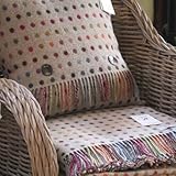 Bronte Lambswool Spot Beige Throw & 1x Cushion Feather Filled Blanket UK Made