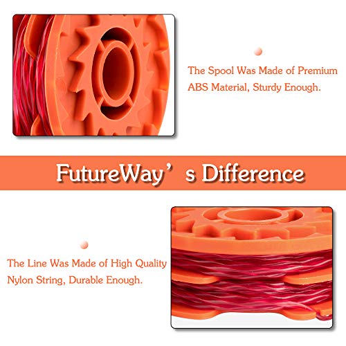 FutureWay String Trimmer Replacement Spool Line 0.065” Compatible with Worx WA0007 WG105 WG106 WG108, Weed Eater String Autofeed 50019417 Cap, Cordless Trimmer Edger Line 2 x 16ft, 5 Spools + 1 Cap - Thumbnail 3