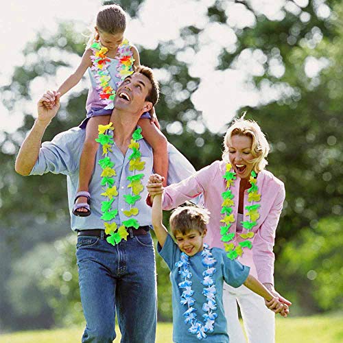 Hawaiian Leis FunToy 50 Counts Tropical Hawaiian Luau Flower Leis for Adults and Kids Party Favors (Soft Fabric) - Thumbnail 4