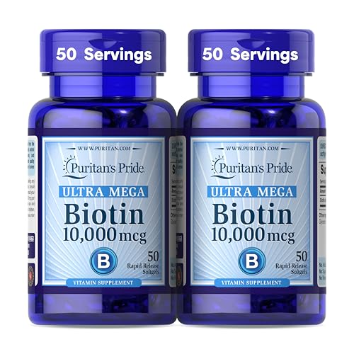 Puritan's Pride Premium Ultra Mega Biotin 10,000mcg, Dietary Supplement for Hea…