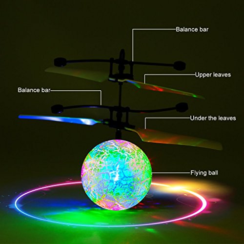 RC Flying Ball, RC Infrared Induction Helicopter Ball Built-in Shinning LED Lighting Colorful Flying for Kid's Toy (green) - Thumbnail 4