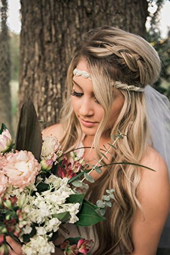Boho Bachelorette Veil - Braided White Beaded