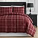 Comfy Bedding Luxurious Rose Red Plaid Down Alternative 3 Piece Comforter Set (Queen, Red)