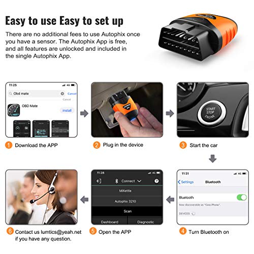 AUTOPHIX 3210 Bluetooth OBD2 Enhanced Car Diagnostic Scanner for iPhone, iPad & Android, Fault Code Reader Plus Battery Tester Exclusive App for Quality-Newest Generation