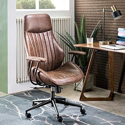Amazon Com Ovios Ergonomic Office Chair Modern Computer Desk Chair High Back Suede Fabric Desk Chair With Lumbar Support For Executive Or Home Office Dark Brown Kitchen Dining