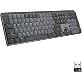 Logitech MX Mechanical Full-Size Wireless Mechanical Keyboard, Tactile Quiet Switches, Low Profile Backlit Keys, Bluetooth, USB-C, Multi-Device Performance, Windows/macOS Graphite, Bulk Packaging