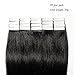 20 Inch Tape in Hair Extensions Remy Human Hair #01 Jet Black Long Straight Hair Seamless Skin Weft Invisible Double Sided Tape 20pc/pack 30g +10 Free Tape Bonds