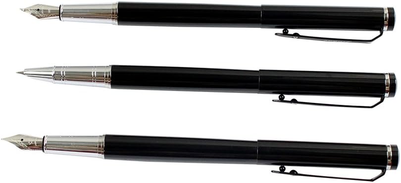 Ranvi JinHao 101 Black Fountain Pen With Silver Circle, 3 PCS, 1 x Fountain Pen,1 x Fine fountain,1 x Calligraphy Pen, Gift Box - Image 3