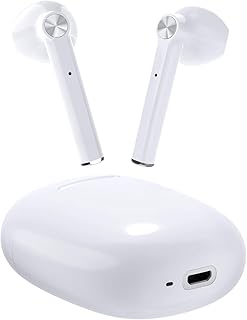 LETSCOM Bluetooth Kopfhörer, Bluetooth 5.0 kabellose Kopfhörer in Ear drahtlose Stereo Kopfhörer, 20 Stunden Spielzeit, Bluetooth Ohrhörer mit integriertem Mikrofon für Sport und Arbeit-Weiß