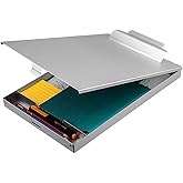 ZCZN Aluminum Storage Clipboard, Clipboard Box, Form Holder, Suitable for School, Office, Jobsite or Medical Staff, 9.25 x 13.78 Inches, Silver