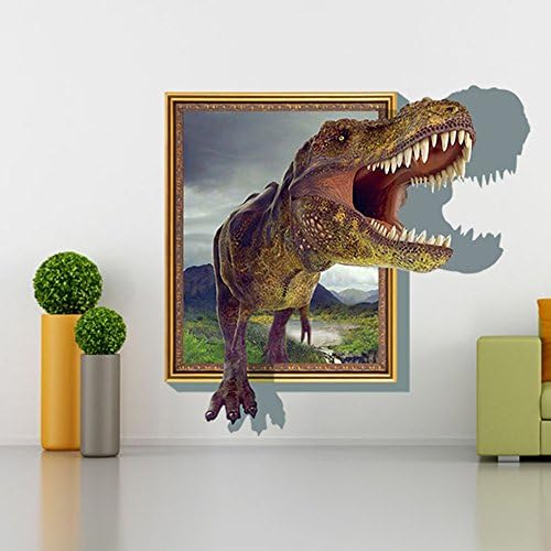 Wall Art 3D Dinosaur Vinyl Wall Sticker Dinosaur Stick&amp;Peel Wall Decals for Kids Boys Girls Nursery, 23.6 x 35.4 Inch