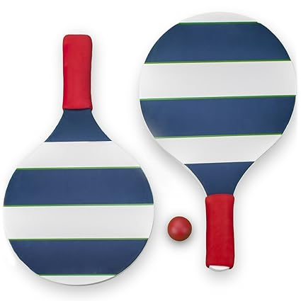 Sol Coastal Striped Paddle Ball Set With Carrying Case