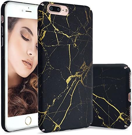 Yespure Marble Phone Case for iphone 7 plus/8 plus Gold Laser Design Marble Pattern Fashion Ultra Thin Hard PC Back Case Shockproof Black Gold