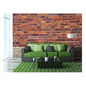 Abstract Close-Up Red Brick Wall Background - Removable Wall Mural | Self-Adhesive Large Wallpaper - 66x96 inches