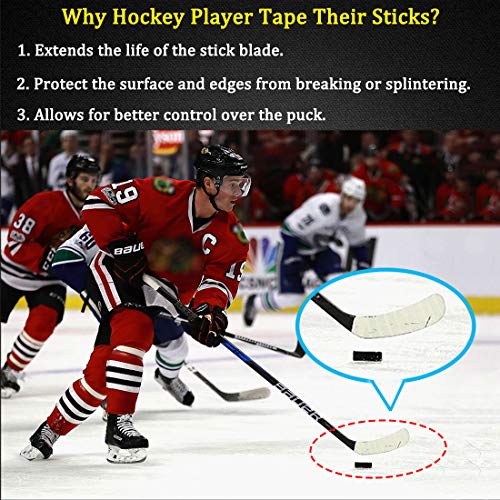Boaton 2Pcs Hockey Tape, Hockey Stick Tape, Blade Tape, Grip Tape, Hockey Accessories for Hockey Sticks, 1 Inch Wide, 27 Yards Long (White) - Thumbnail 2