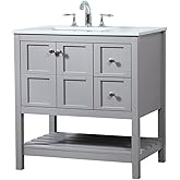 Elegant Decor Theo 32" Zinc Alloy MDF Single Bathroom Vanity in Gray