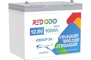 Redodo 12V 100Ah RV LiFePO4 Battery, Lithium Battery Group 24 Mini Size with 100A BMS, Up to 15000 Cycles, 1280W, Ideal For RV, Travel Trailer, Motor Home, Trolling Motor, Off Grid