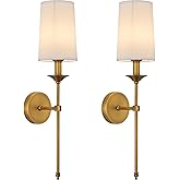PASSICA DECOR Wall Sconce Set of 2 Hardwired Vintage Antique Brass Sconce Candle Wall Light for Bedroom Living Room Vanity Fa