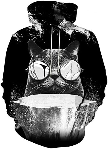 YAJOOEY Unisex Hoodie 3D Galaxy Print Hooded Sweatshirt Pullover Large