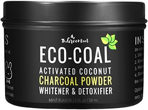 Activated Coconut Charcoal Powder W/ Natural &amp; Organic Teeth Whitening Formula - 100% Eco Friendly Packaging - Safe &amp; Effective Teeth Whitener Helps Fighting Cavities, Plaque &amp; Gingivitis - 2oz Pack